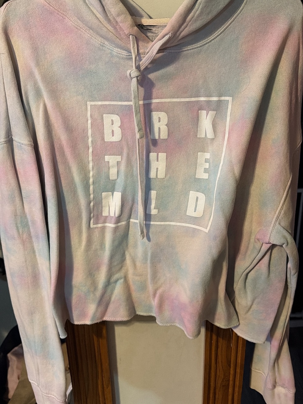 Tie-Dye cropped Hoodie - Pastel Pink/Blue -
